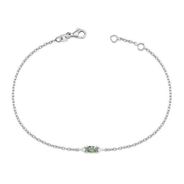 Petit armbånd i 14 kt hvidguld med grøn safir og diamanter fra Nuran